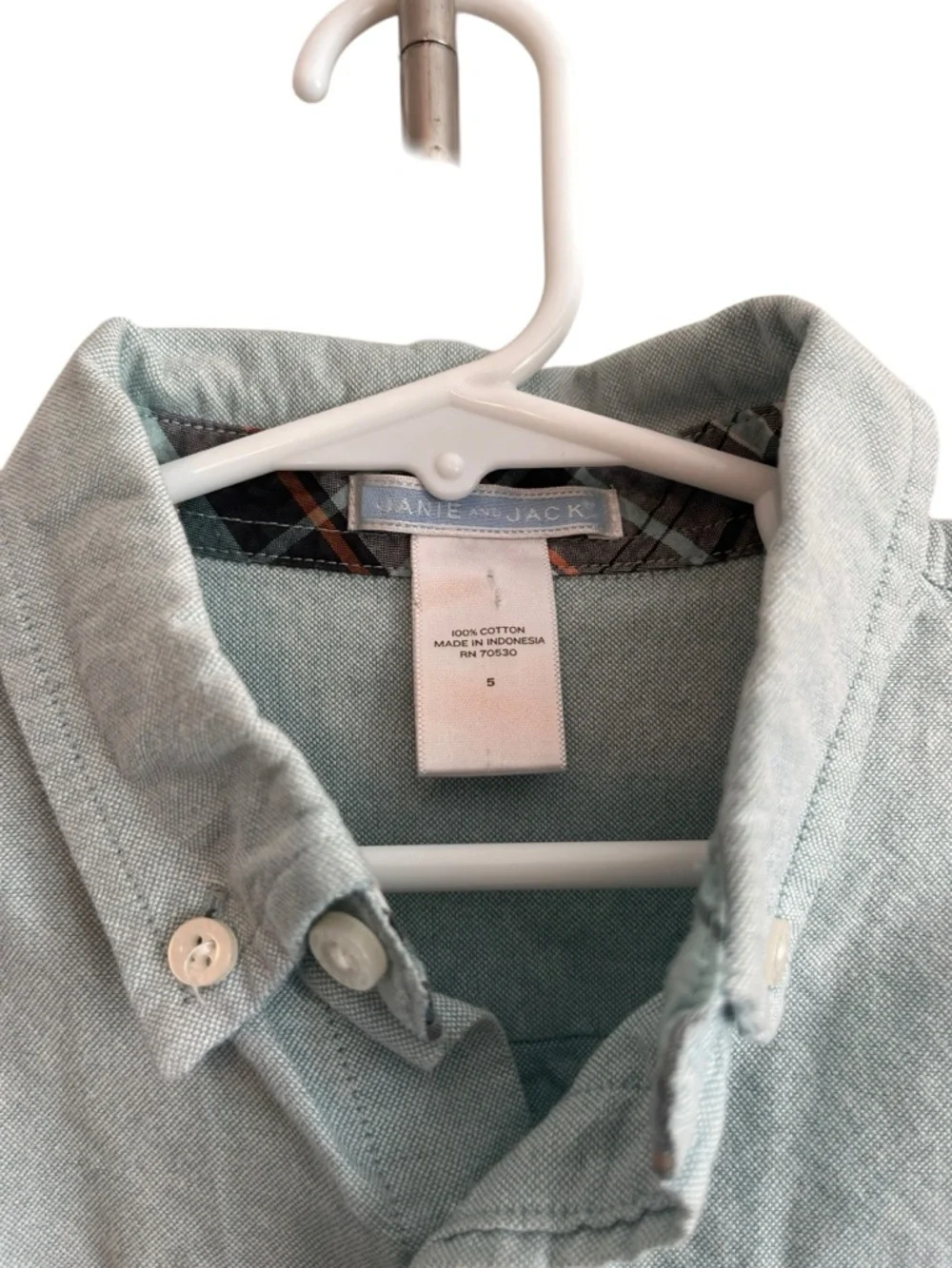 Janie and Jack Boys Button Down Shirt Size 5 Light Blue Oxford Dress Shirt